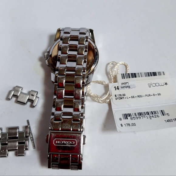 Coach Purple Silver Stainless Steel ⌚️ New Battery Also 2 Extra Links One Pin - Picture 3 of 6
